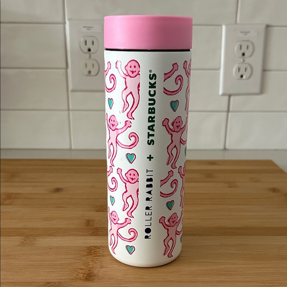 Starbucks x Roller Rabbit White and Pink Tumbler